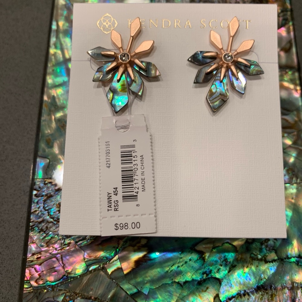 Kendra Scott Abalone Tawny RSG plated Earrings NWT